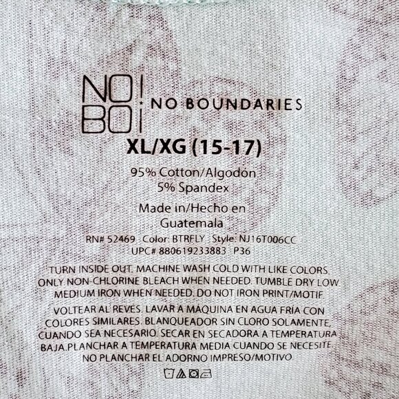 No Boundaries Tank Top Teen Jr 15-17 XL Mint Green Black Butterfly Knit Stretch - Picture 6 of 8